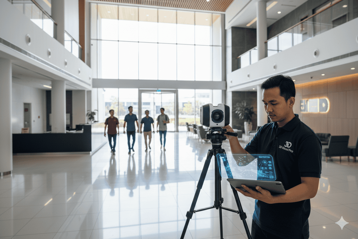 Tim melakukan pemindaian 3D